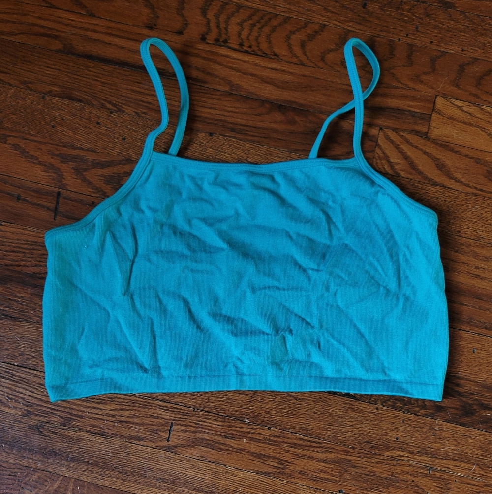 Fabletics Teal Cropped Tank Top, Size M